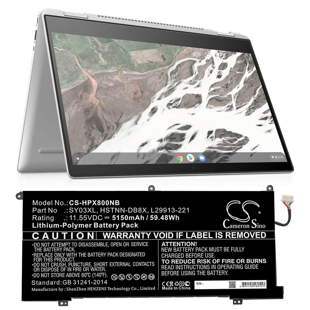 Battery For Hp, Chromebook X360 14 G1, Chromebook X360 14-da 11.55v, 5150mah - 59.48wh Notebook, Laptop Cameron Sino Technology Limited