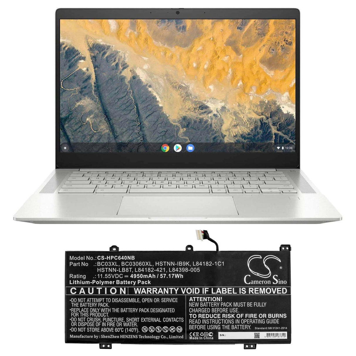 Battery For Hp, Chromebook X360 14c, Chromebook X360 14c-ca0053dx 11.55v, 4950mah - 57.17wh Notebook, Laptop Cameron Sino Technology Limited