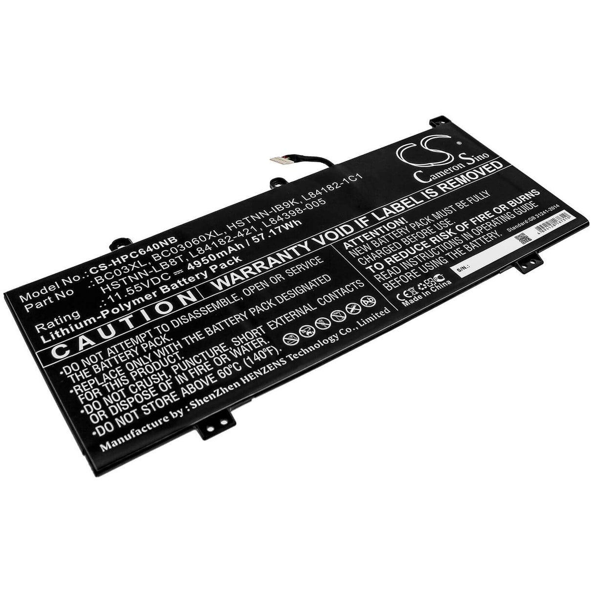 Battery For Hp, Chromebook X360 14c, Chromebook X360 14c-ca0053dx 11.55v, 4950mah - 57.17wh Notebook, Laptop Cameron Sino Technology Limited