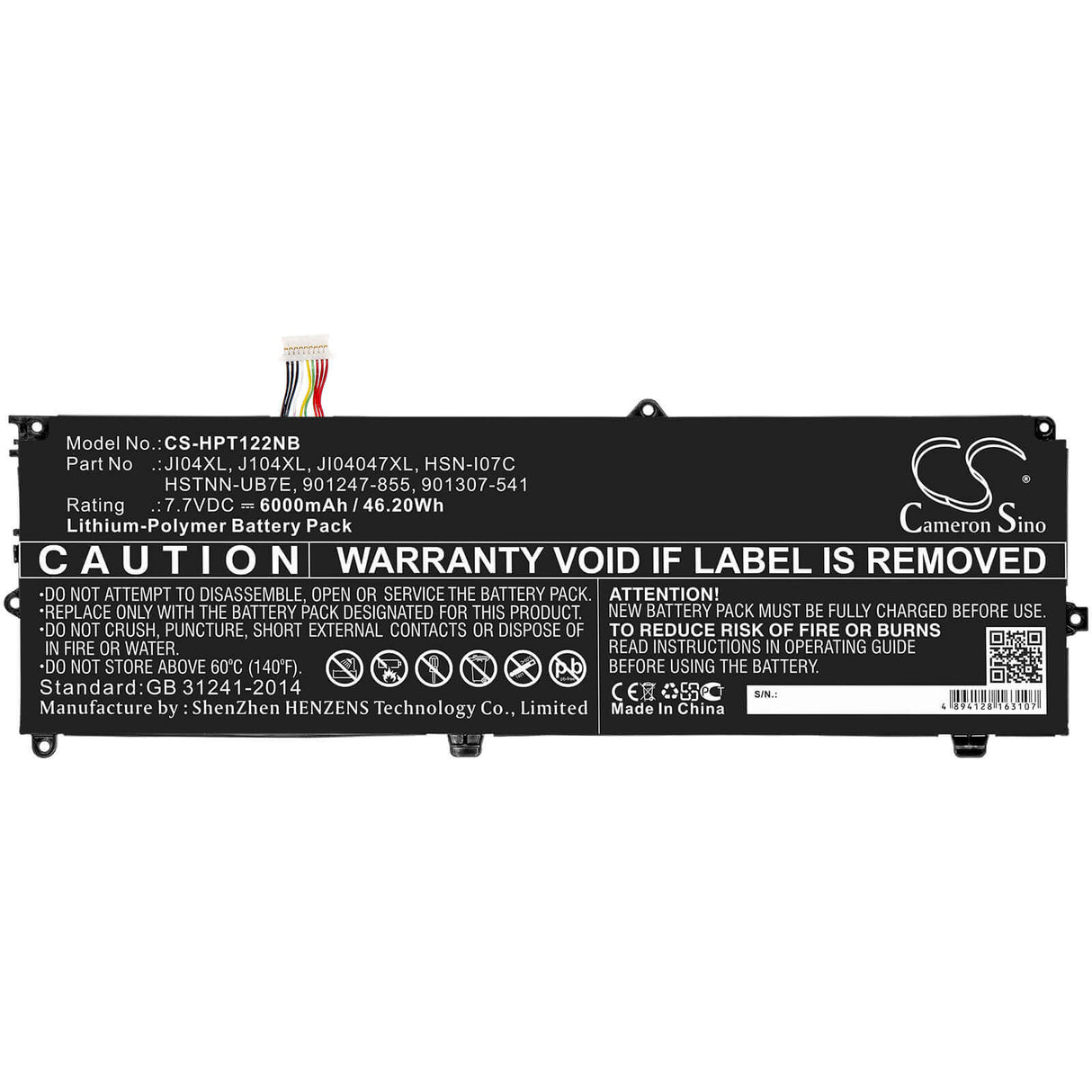 Battery For Hp, Elite, X2, 1012 7.7v, 6000mah - 46.20wh Notebook, Laptop Cameron Sino Technology Limited