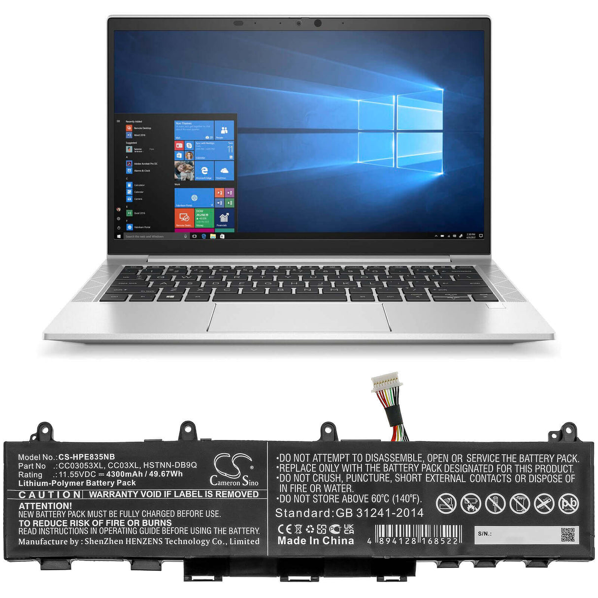 Batterie pour HP, Elitebook 830 G7, Elitebook 835 G7 23y57ea, Elitebook 845 G7 11.55v, 4300mah - 49.67wh Notebook, Laptop Cameron Sino Technology Limited