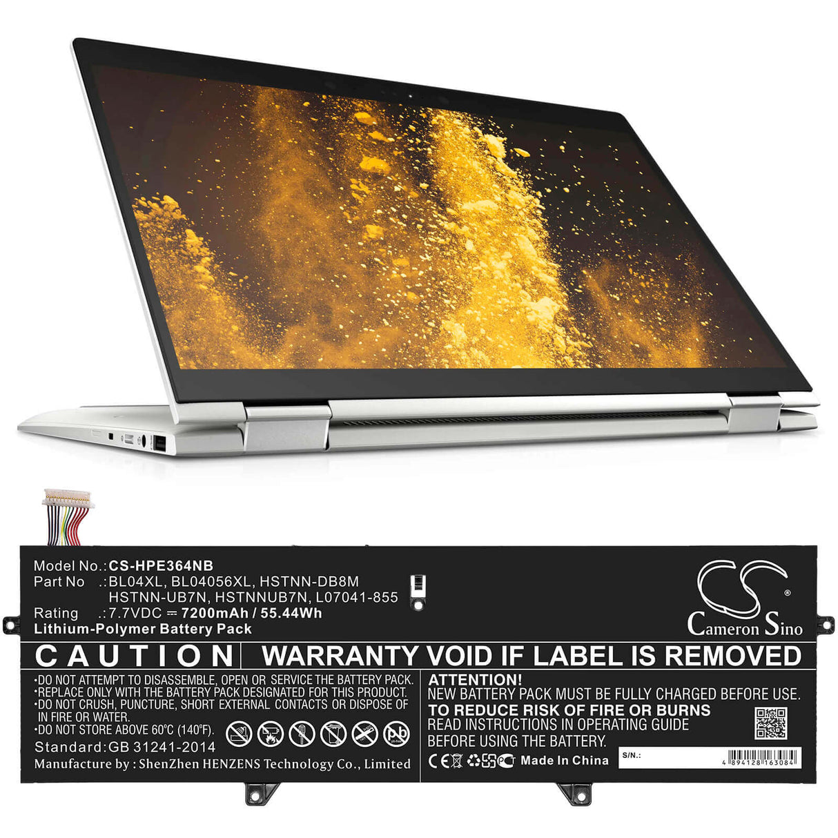 Battery For Hp, Elitebook, X360, 1040 7.7v, 7200mah - 55.44wh Notebook, Laptop Cameron Sino Technology Limited