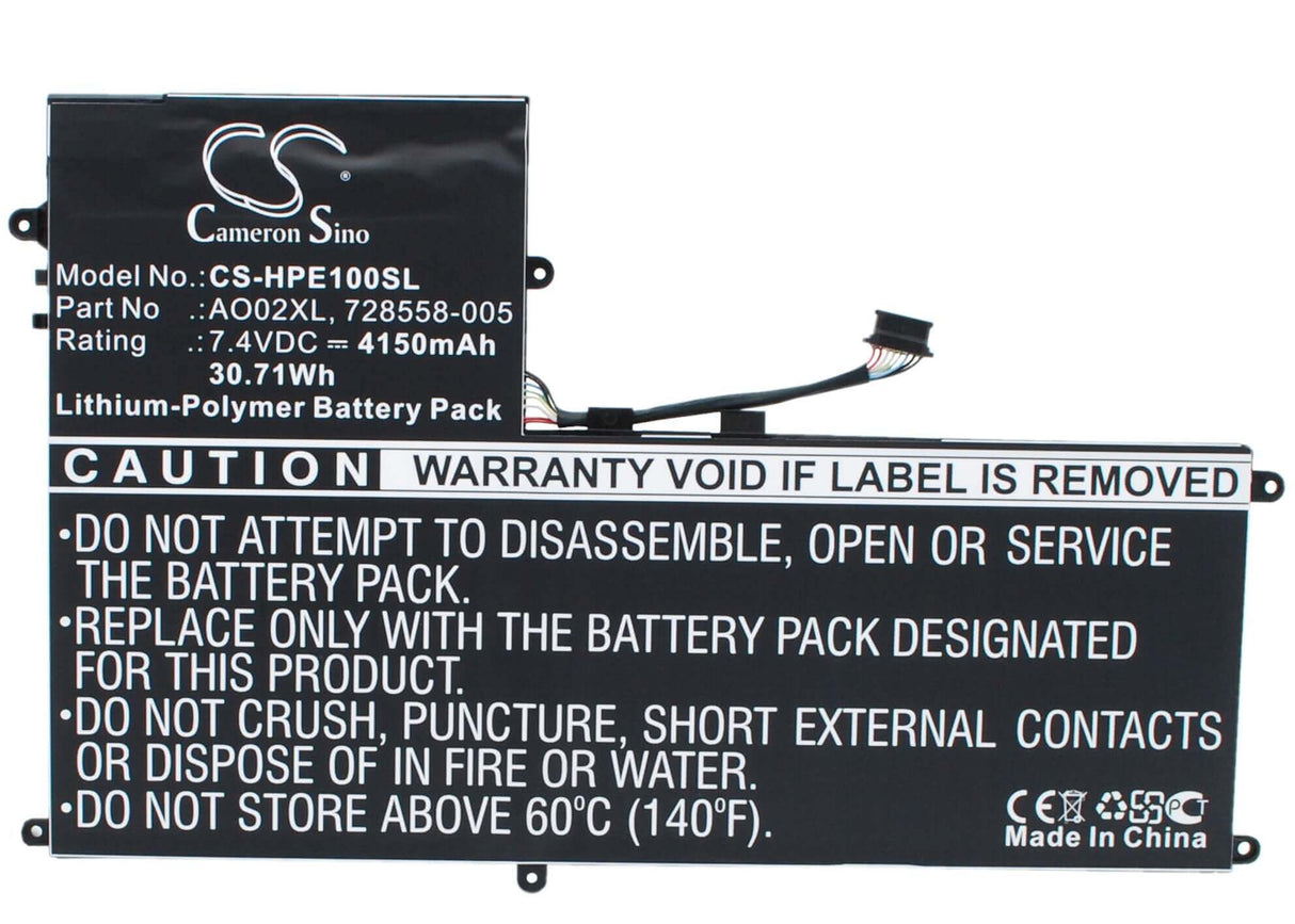 7.4V, Li-Polymer, 4150mAh, Tablet battery fits Hp, 2icp4-74/120, Elitepad 1000, Elitepad 1000 G2, 30.71Wh Tablet Cameron Sino Technology Limited