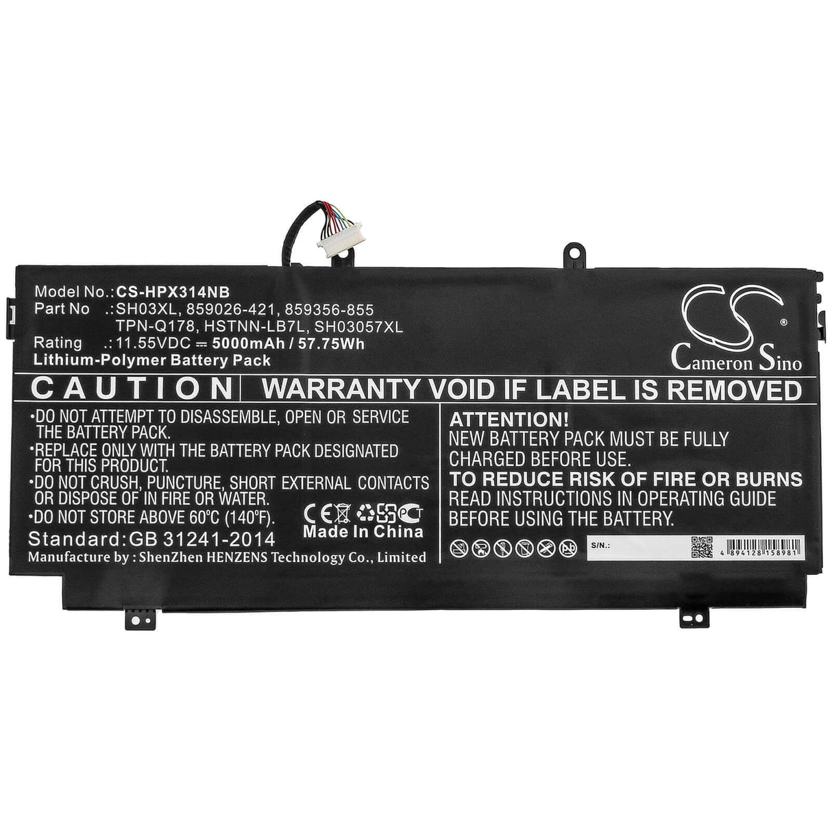 Battery For Hp, Envy 13-ab063, Envy 13-ab068, Envy 13-ab073 11.55v, 5000mah - 57.75wh Notebook, Laptop Cameron Sino Technology Limited