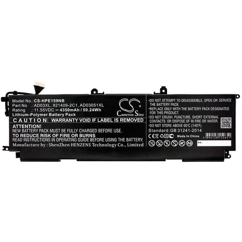 Batterie Pour Hp, Envy 13-ad000, Envy 13-ad001no, Envy 13-ad001tx 11.55v, 4350mah - 50.24wh Notebook, Ordinateur Portable Cameron Sino Technology Limited