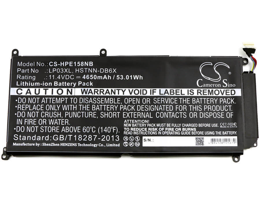 Battery For Hp, Envy 15-ae015tx, Envy 15-ae016tx, Envy 15-ae017tx 11.4v, 4650mah - 53.01wh Notebook, Laptop Cameron Sino Technology Limited
