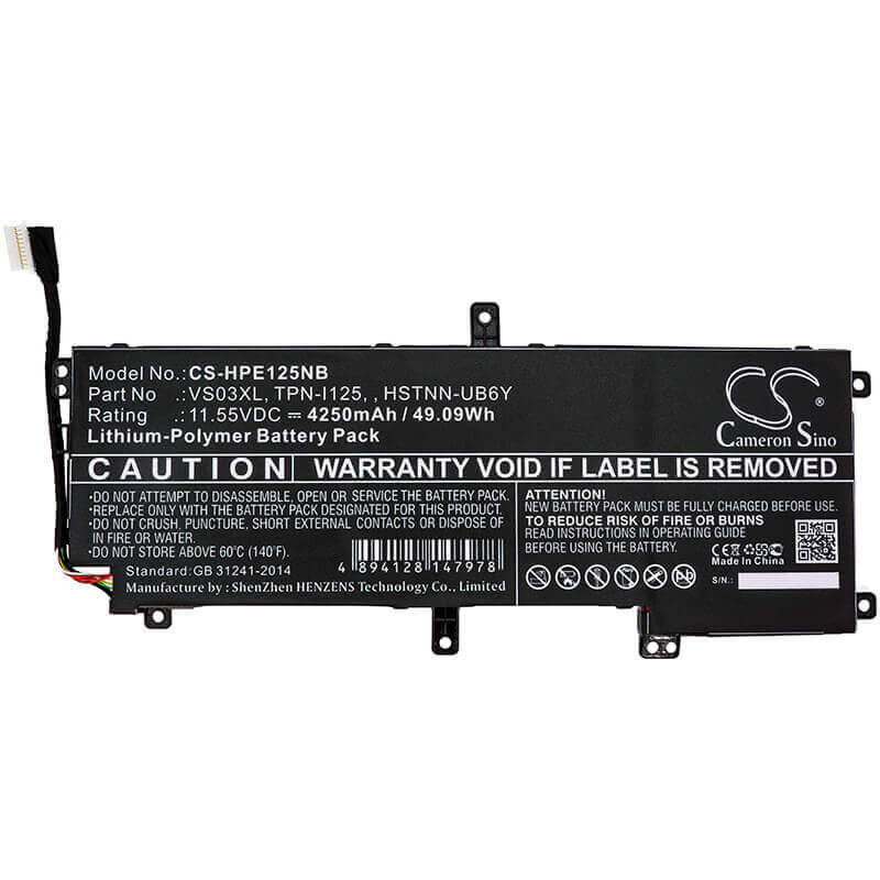 Batterie pour HP, Envy 15-as000, Envy 15-as001ng W6z52ea, Envy 15-as004ng W8y51ea 11.55v, 4250mah - 49.09wh Notebook, Laptop Cameron Sino Technology Limited