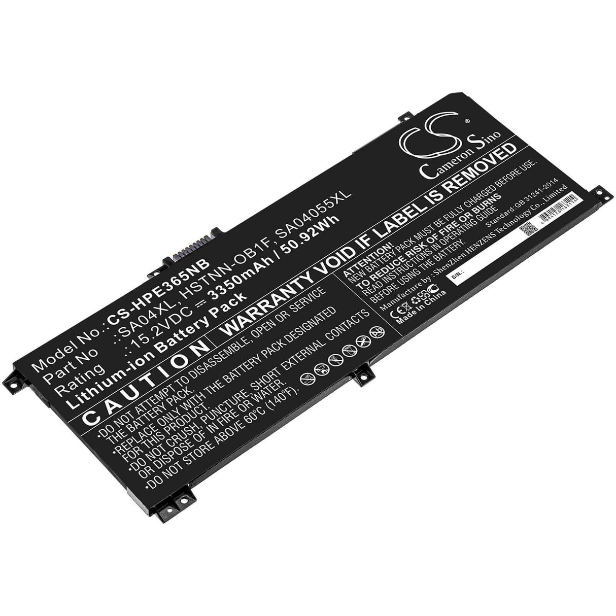 Batterie d'ordinateur portable pour HP Envy x360 15-fe0008ca, Envy 15.4v, 3350mah - 51.59wh ordinateur portable, Cameron Sino Technology Limited