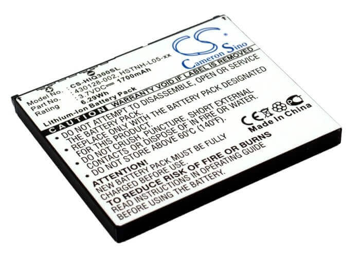 3,7V, Li-ion, 1700mAh, batterie PDA compatible avec Hp, 430128-002, Ipaq 300, Ipaq 310, 6,29Wh PDA, Pocket PC Cameron Sino Technology Limited