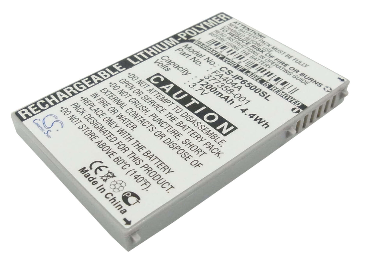 3.7V, Li-Polymer, 1200mAh, SmartPhone battery fits Hp, 377358-001, Ipaq Hw6500, Ipaq Hw6515, 4.44Wh Mobile, SmartPhone Cameron Sino Technology Limited (Suspended)