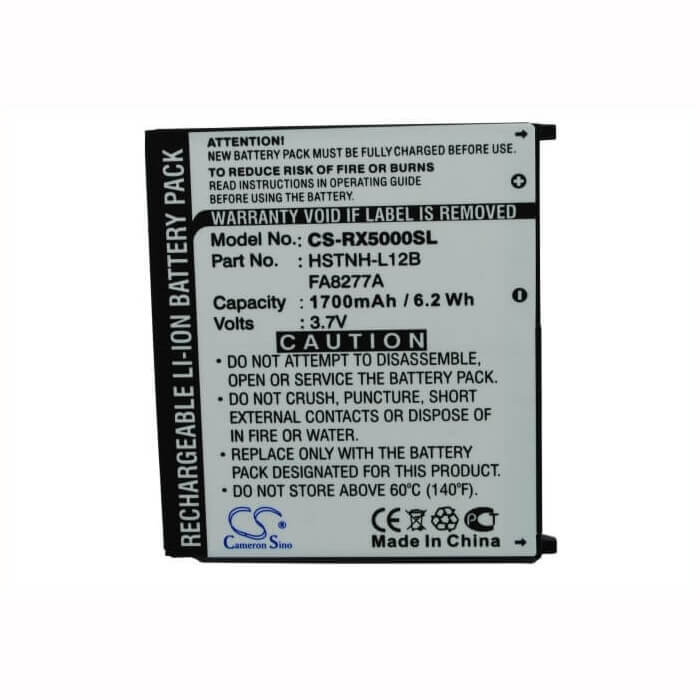 3.7V, Li-ion, 1700mAh, PDA battery fits Hp, 430128-001, Ipaq Rx5000, Ipaq Rx5700, 6.29Wh PDA, Pocket PC Cameron Sino Technology Limited