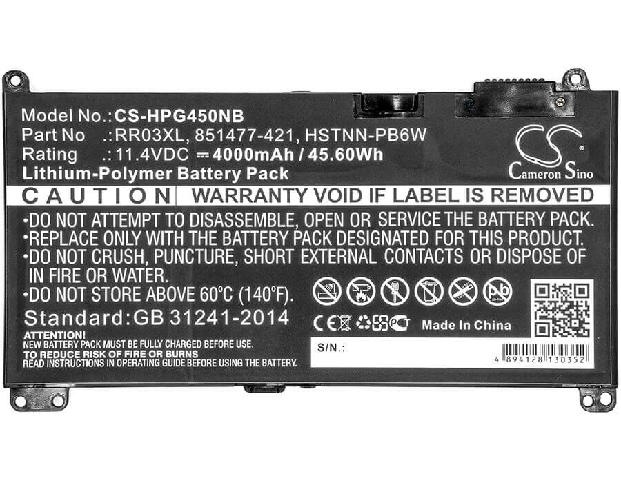 Batterie pour Hp, Mt20, Probook 430 G4, Probook 440 G4 11.4v, 4000mah - 45.60wh Notebook, Laptop Cameron Sino Technology Limited