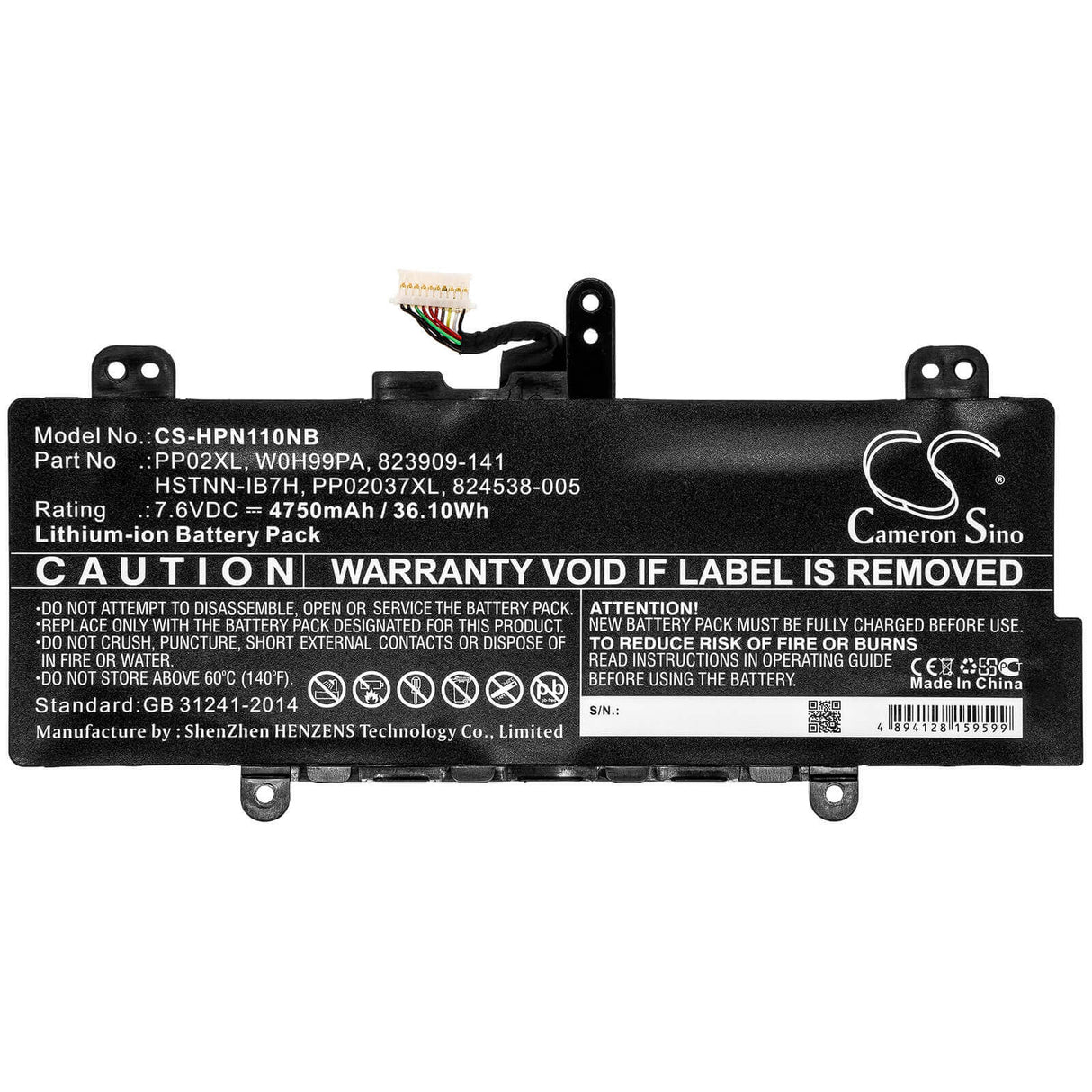 Battery For Hp, Pavilion 11-s001tu, Pavilion 11-s002tu, Pavilion 11-s003tu 7.6v, 4750mah - 36.10wh Notebook, Laptop Cameron Sino Technology Limited