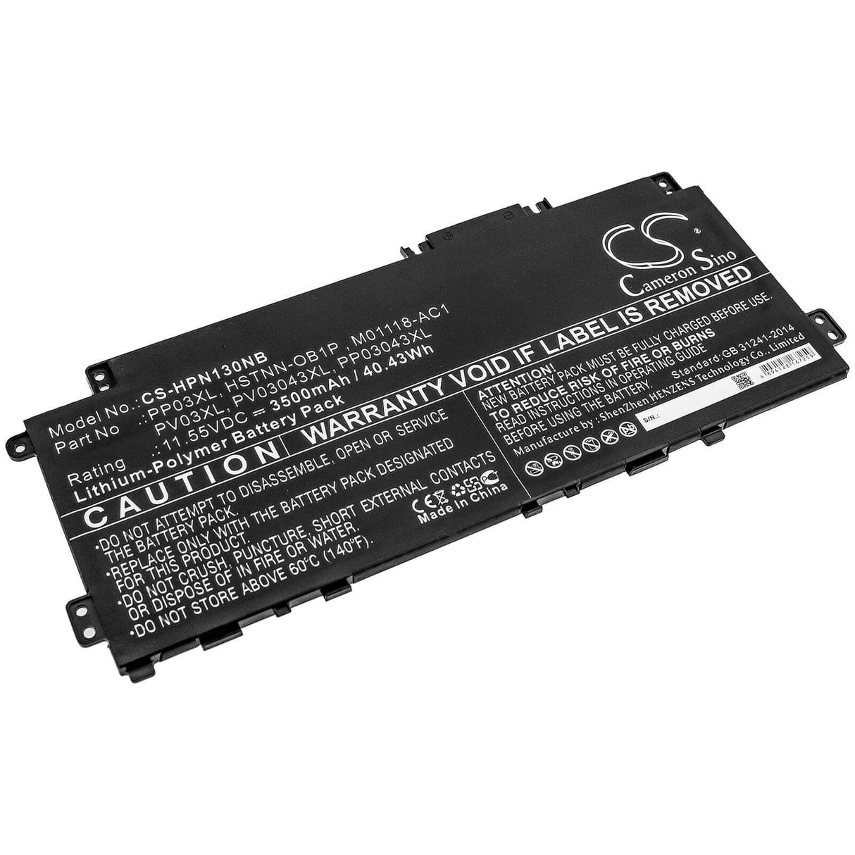 Batterie pour Hp, Pavilion 13-bb, Pavilion 13-bb0000nc, Pavilion 13-bb0005tu 11.55v, 3500mah - 40.43wh Notebook, Ordinateur portable Cameron Sino Technology Limited