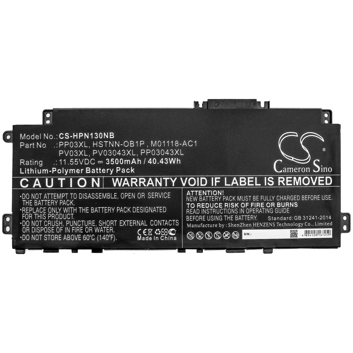 Batterie pour Hp, Pavilion 13-bb, Pavilion 13-bb0000nc, Pavilion 13-bb0005tu 11.55v, 3500mah - 40.43wh Notebook, Ordinateur portable Cameron Sino Technology Limited