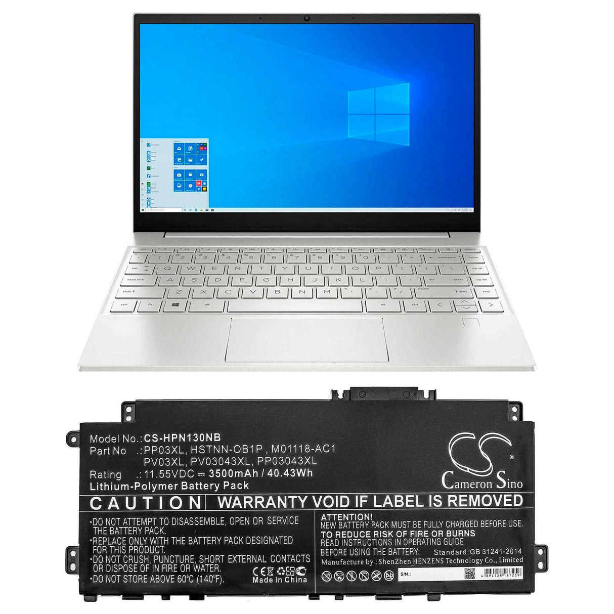 Batterie pour Hp, Pavilion 13-bb, Pavilion 13-bb0000nc, Pavilion 13-bb0005tu 11.55v, 3500mah - 40.43wh Notebook, Ordinateur portable Cameron Sino Technology Limited