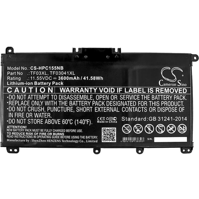 Battery For Hp, Pavilion 14-bf, Pavilion 14-bf040wm, Pavilion 14-bk 11.55v, 3600mah - 41.58wh Notebook, Laptop Cameron Sino Technology Limited