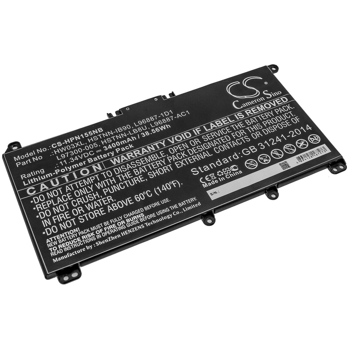Batterie pour HP, Pavilion 15 15-eg0000, Pavilion 15 Eg0073cl 11.34v, 3400mah - 38.56wh Notebook, Laptop Cameron Sino Technology Limited