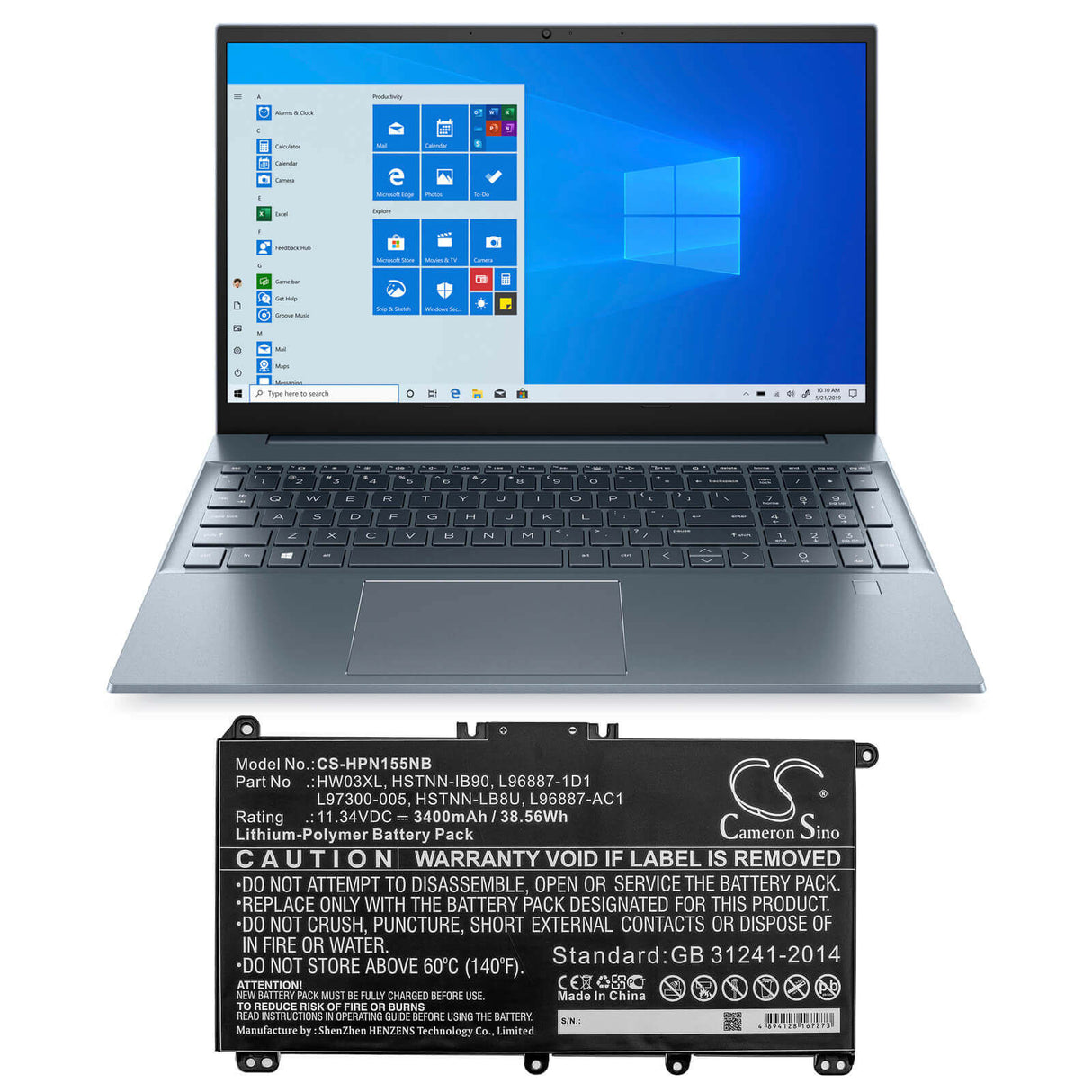 Batterie pour HP, Pavilion 15 15-eg0000, Pavilion 15 Eg0073cl 11.34v, 3400mah - 38.56wh Notebook, Laptop Cameron Sino Technology Limited