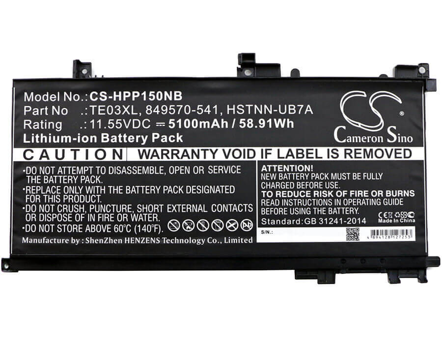 Battery For Hp, Pavilion 15 Uhd, Pavilion 15-bc 11.55v, 5100mah - 58.91wh Notebook, Laptop Cameron Sino Technology Limited