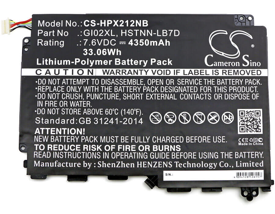 Battery For Hp, Pavilion X2 - 12-b096ms, Pavilion X2 12 7.6v, 4350mah - 33.06wh Notebook, Laptop Cameron Sino Technology Limited