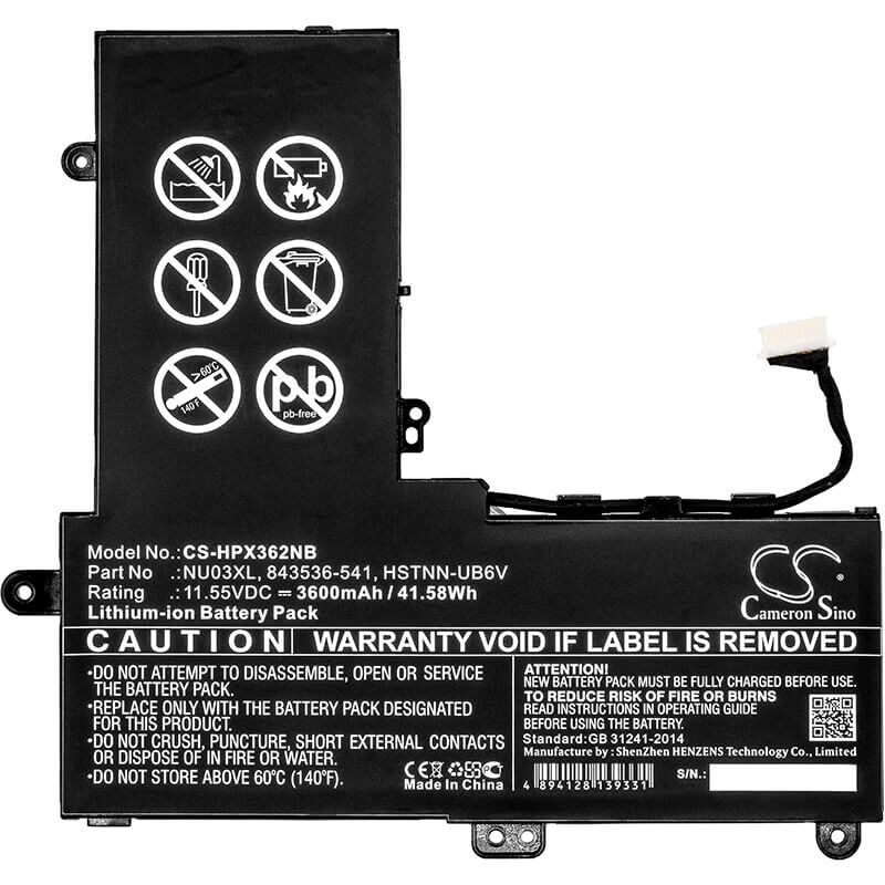 Battery For Hp, Pavilion X360 11-ab009la, Pavilion X360 11-u000, Pavilion X360 11-u000ng 11.55v, 3600mah - 41.58wh Notebook, Laptop Cameron Sino Technology Limited