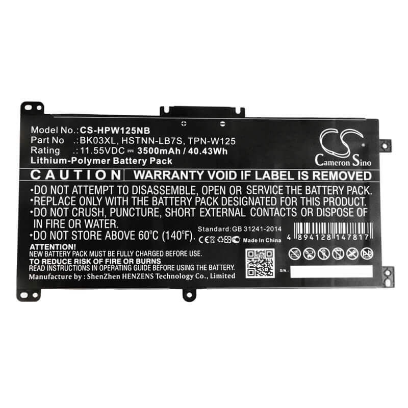Batterie pour HP, Pavilion X360 14-ba000, Pavilion X360 14-ba000nf, Pavilion X360 14-ba000ur 11.55v, 3500mah - 40.43wh Notebook, Laptop Cameron Sino Technology Limited