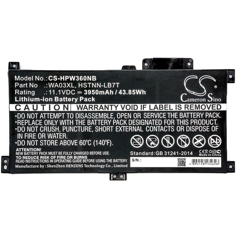 Battery For Hp, Pavilion X360 - 15-br041nr, Pavilion X360 14-b 11.1v, 3950mah - 43.85wh Notebook, Laptop Cameron Sino Technology Limited
