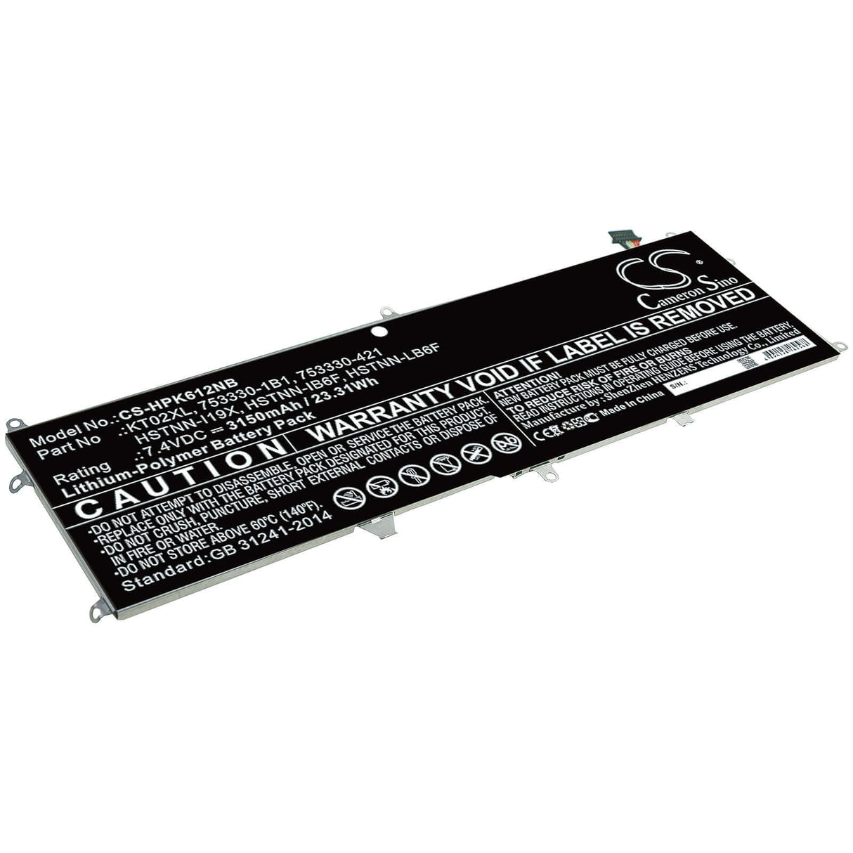 Battery For Hp, Pro, X2, 612 7.4v, 3150mah - 23.31wh Notebook, Laptop Cameron Sino Technology Limited