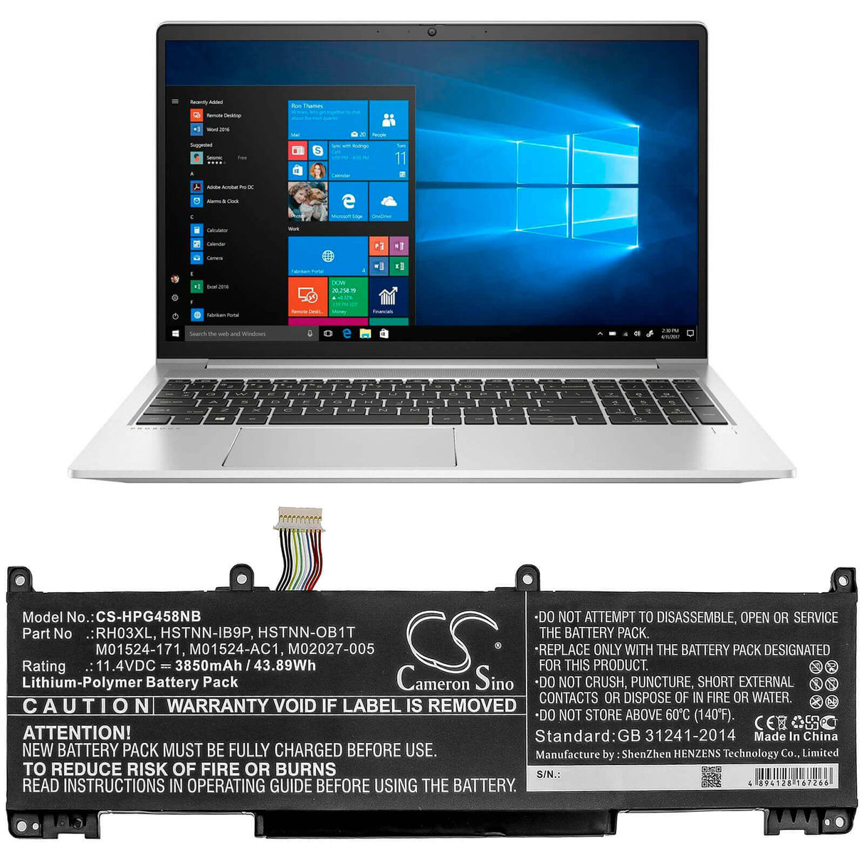 Battery For Hp, Probook 450 G8, Probook 650 G8 11.4v, 3850mah - 43.89wh Notebook, Laptop Cameron Sino Technology Limited