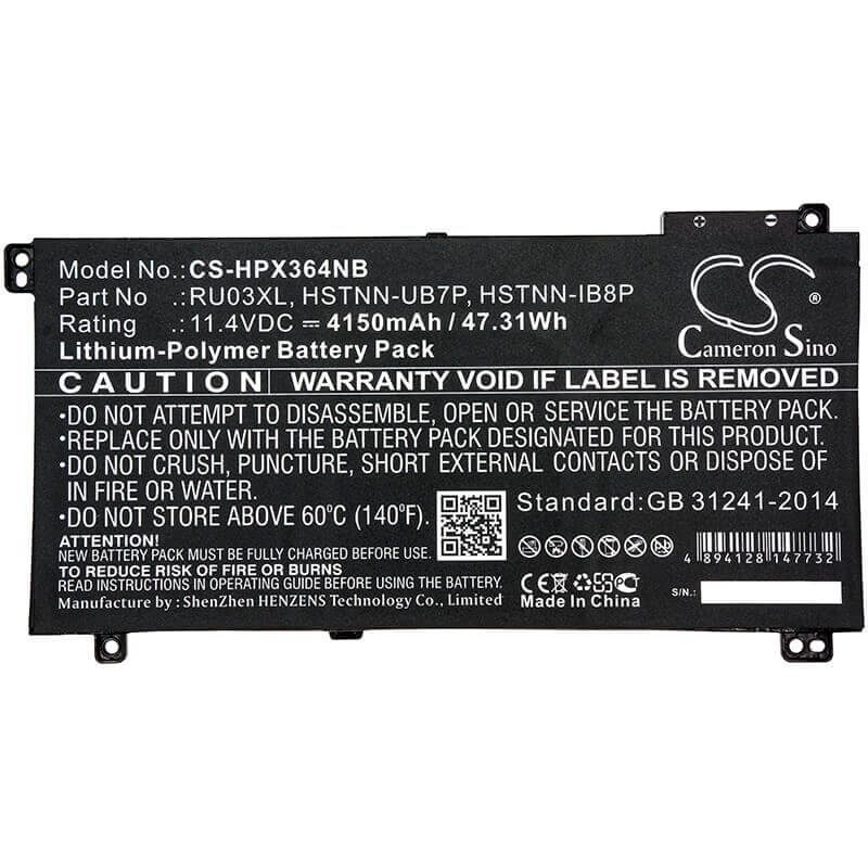 Battery For Hp, Probook X360 11 G3 Education Edition, Probook X360 440 G1, 11.4v, 4150mah - 47.31wh Notebook, Laptop Cameron Sino Technology Limited