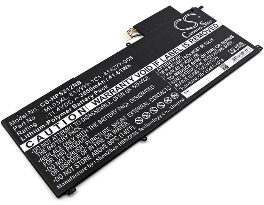 Batterie pour HP, Spectre X2 12", Spectre X2 12-a001dx, Spectre X2 Detachable 12 11.4v, 3650mah - 41.61wh Notebook, Laptop Cameron Sino Technology Limited