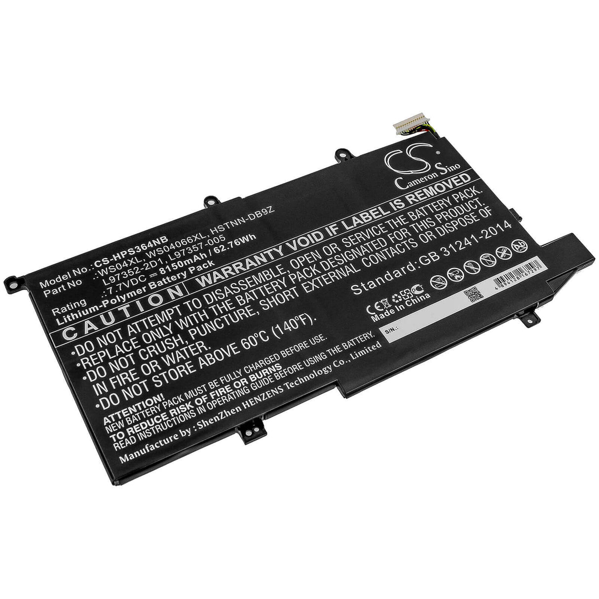 Battery For Hp, Spectre X360 14t, Spectre X360 14t-ea000 7.7v, 8150mah - 62.76wh Notebook, Laptop Cameron Sino Technology Limited