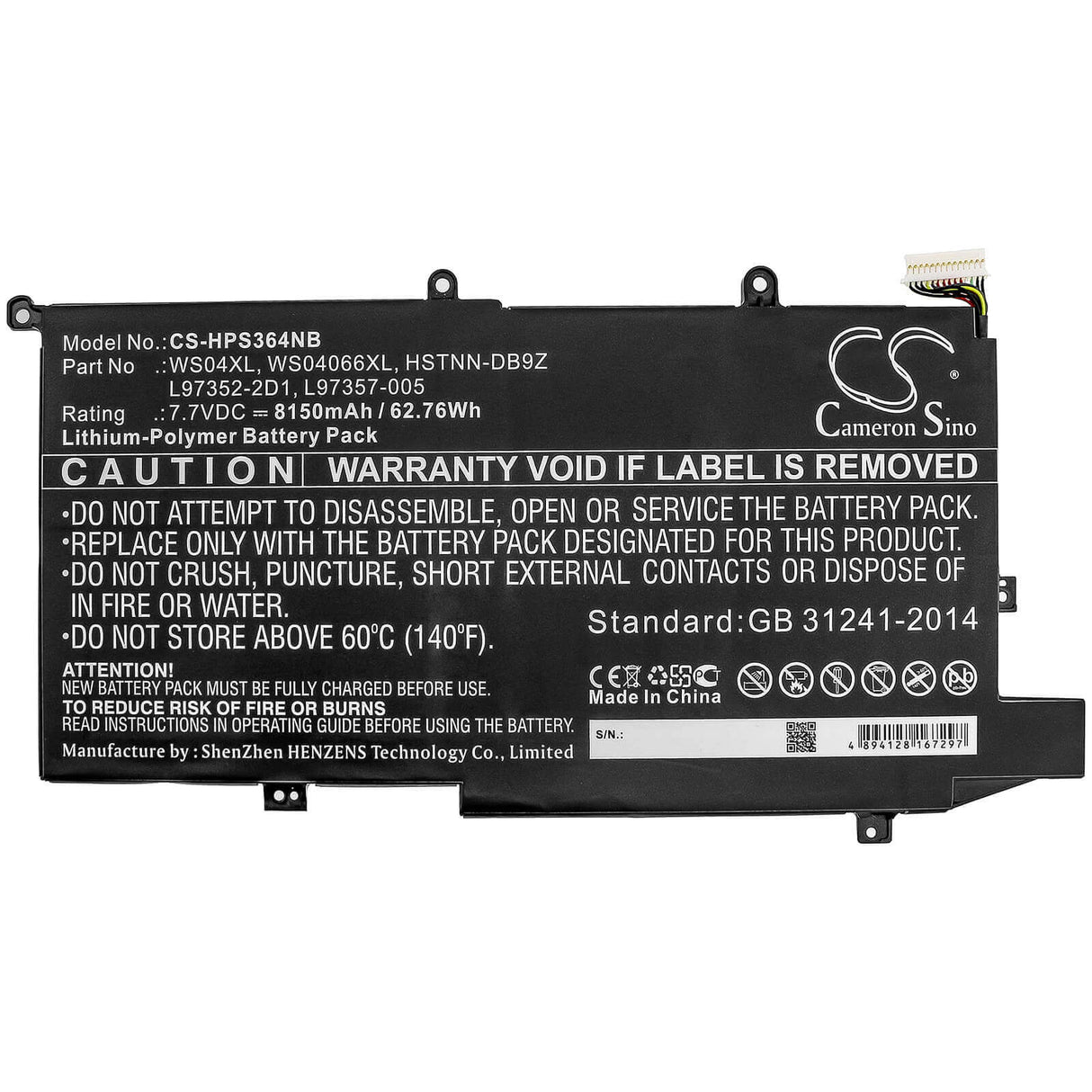 Battery For Hp, Spectre X360 14t, Spectre X360 14t-ea000 7.7v, 8150mah - 62.76wh Notebook, Laptop Cameron Sino Technology Limited