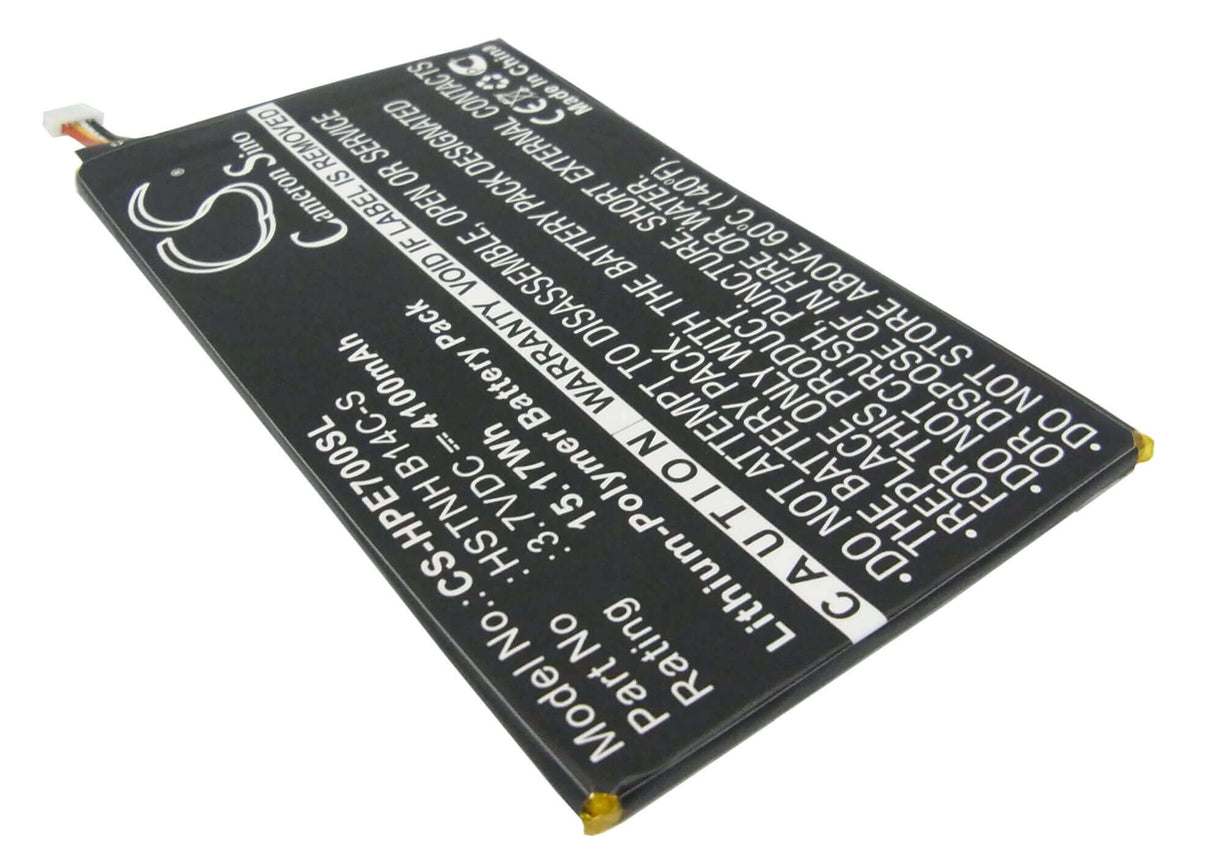 3.7V, Li-Polymer, 4100mAh, Tablet battery fits Hp, 10979176-00, Slate 7 1800 Tablet, Slate 7 3g, 15.17Wh Tablet Cameron Sino Technology Limited