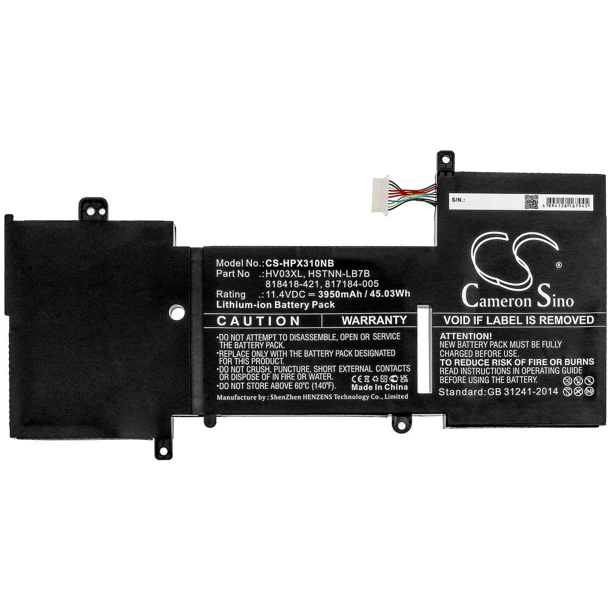 Batterie pour Hp, X360 310 G2 11.4v, 3950mah - 45.03wh Notebook, ordinateur portable Cameron Sino Technology Limited