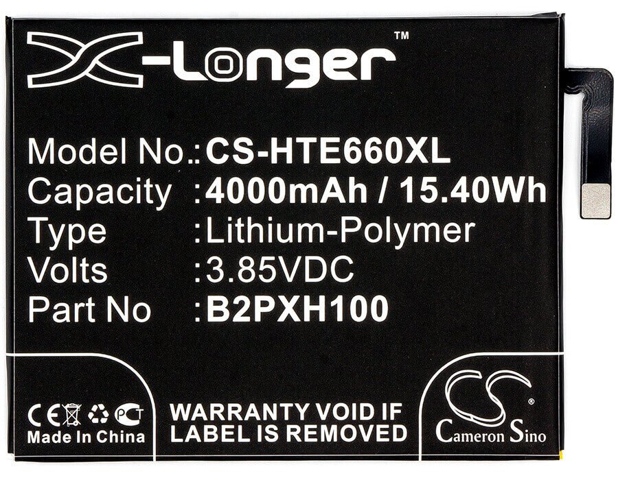 3,85V, Li-Polymer, 4000mAh, batterie de smartphone compatible avec Htc, 35h00264-00m, 2pxh100, E66, 15,4Wh Mobile, Smartphone Cameron Sino Technology Limited (Smartphone)