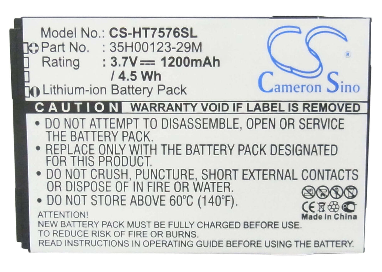3.7V, Li-ion, 1200mAh, SmartPhone battery fits Htc, 35h00123-29m, 7 Pro, T7576, 4.44Wh Mobile, SmartPhone Cameron Sino Technology Limited (Smartphone)