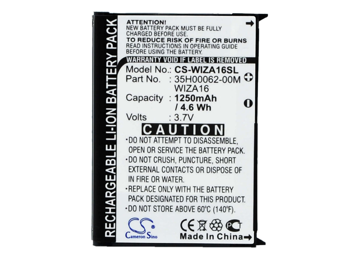 Batterie pour Htc 8100, 81525, Gene, Gene 100, P3400 3.7v, 1250mah - 4.63wh Batteries pour l'électronique Cameron Sino Technology Limited (Suspendu)