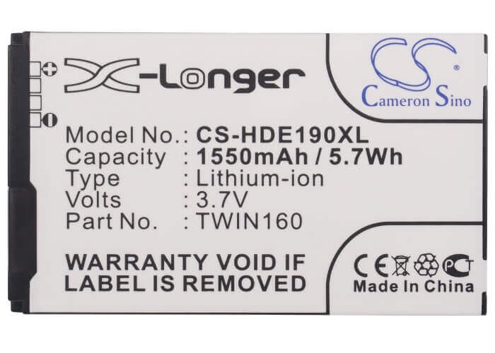 3.7V, Li-ion, 1550mAh, SmartPhone battery fits Google, Htc, Sprint, T-mobile, Dopod, 35h00121-05m, A6288, 5.74Wh Mobile, SmartPhone Cameron Sino Technology Limited (Suspended)