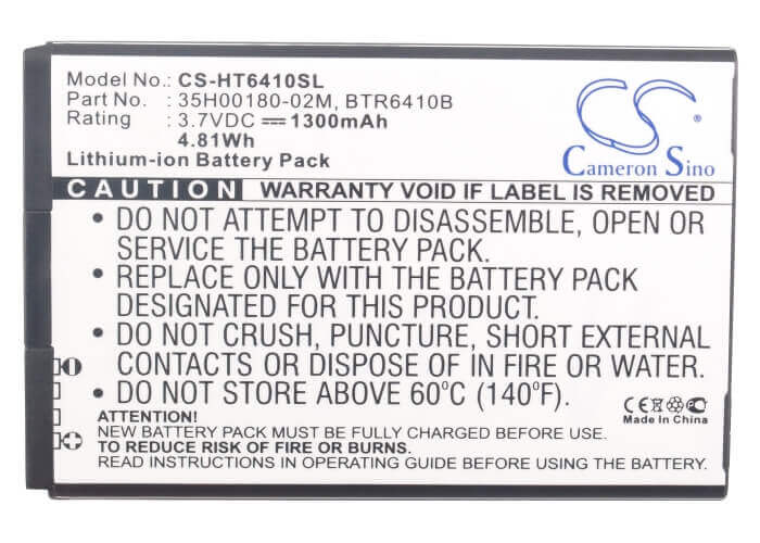 3.7V, Li-ion, 1300mAh, SmartPhone battery fits Verizon, Htc, 35h00180-02m, Adr6410, Adr6410l, 4.81Wh Mobile, SmartPhone Cameron Sino Technology Limited (Smartphone)