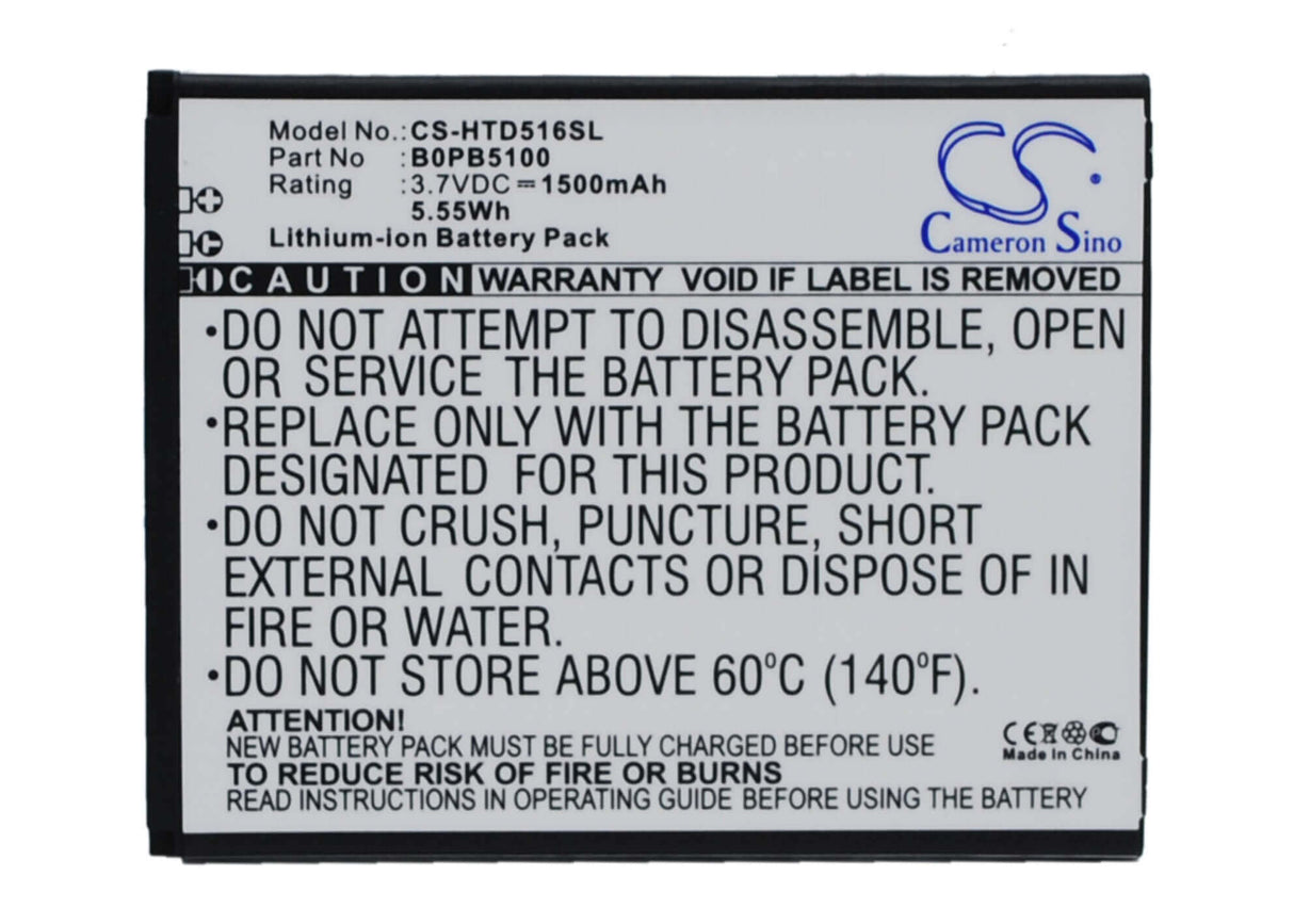 3,7V, Li-ion, 1500mAh, batterie de smartphone compatible Htc, 5360570, D316, D316d, 5,55Wh Mobile, SmartPhone Cameron Sino Technology Limited (Smartphone)