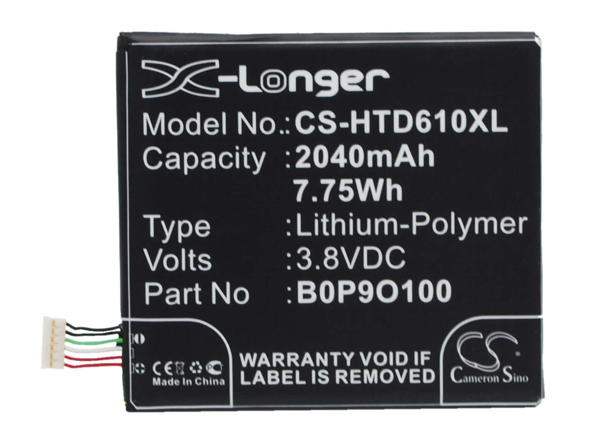 3.8V, Li-Polymer, 2040mAh, SmartPhone battery fits Htc, 35h00222-00m, A3qhd, D610, 7.75Wh Mobile, SmartPhone Cameron Sino Technology Limited (Smartphone)
