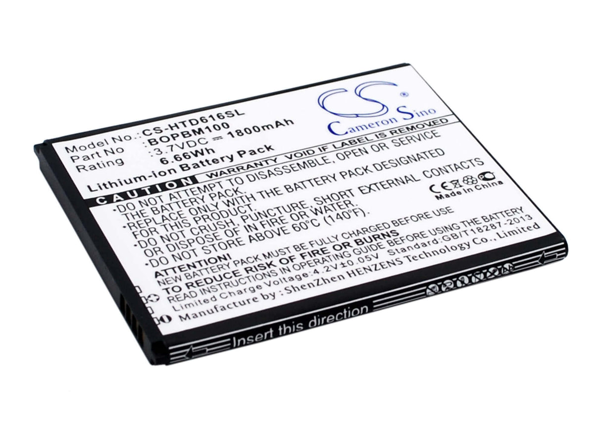 3,7V, Li-ion, 1800mAh, Batterie de smartphone compatible avec Htc, 701701000951, D616d, D616h, 6,66Wh Mobile, Smartphone Cameron Sino Technology Limited (Smartphone)