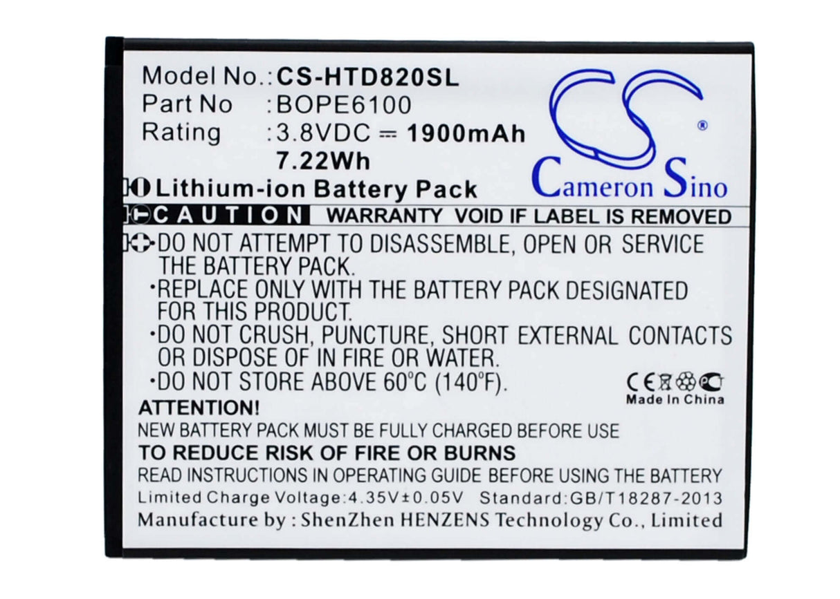 Battery For Htc Desire 620, Desire 620g, Desire D620h 3.8v, 1900mah - 7.22wh Batteries for Electronics Cameron Sino Technology Limited (Suspended)