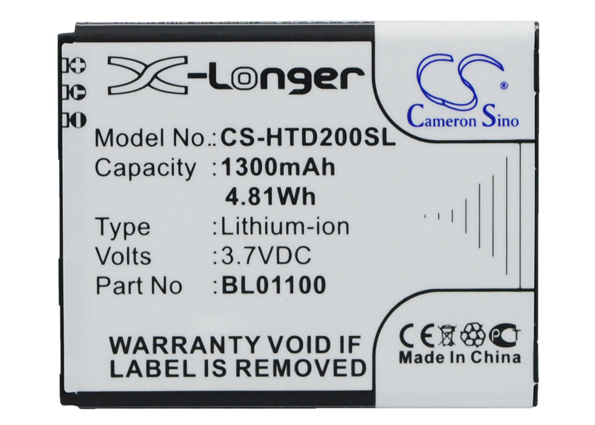 3.7V, Li-ion, 1300mAh, SmartPhone battery fits Htc, 35h00194-00m, A320e, Desire 200, 4.81Wh Mobile, SmartPhone Cameron Sino Technology Limited (Smartphone)