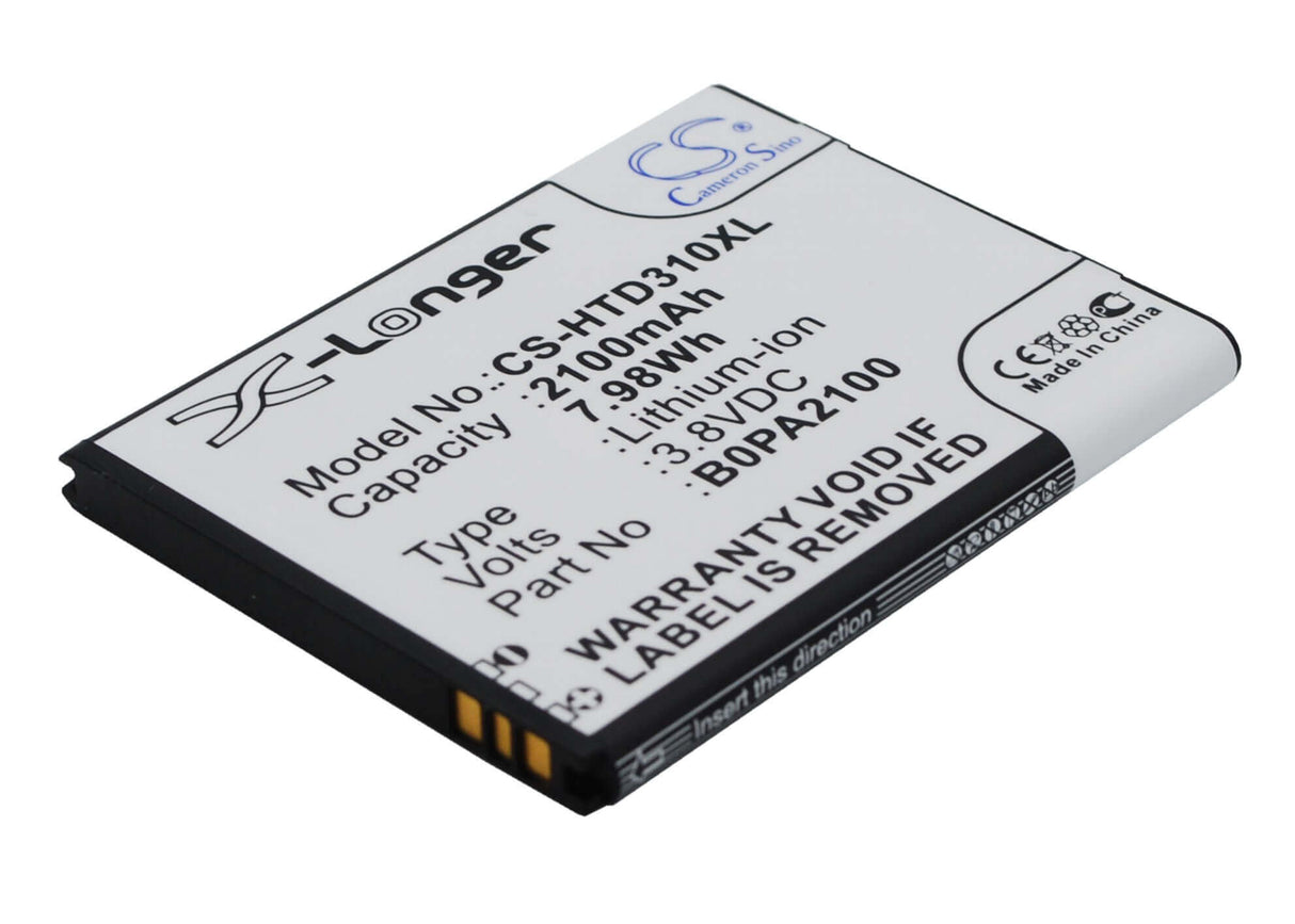 3.8V, Li-ion, 2100mAh, SmartPhone battery fits Htc, 35h00211-00m-v, D310, D310w Dual Sim, 7.98Wh Mobile, SmartPhone Cameron Sino Technology Limited (Smartphone)