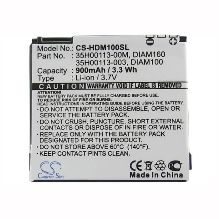 3.7V, Li-ion, 900mAh, SmartPhone battery fits T-mobile, 35h00113-003, S900, Touch Diamond, 3.33Wh Mobile, SmartPhone Cameron Sino Technology Limited (Suspended)