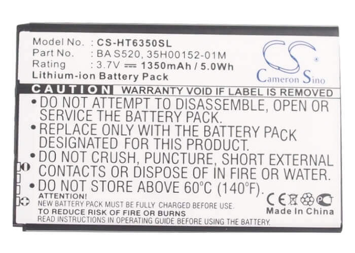 3.7V, Li-ion, 1350mAh, SmartPhone battery fits Verizon, Htc, 35h00152-04m, Adr6350, Adr6350vw, 5Wh Mobile, SmartPhone Cameron Sino Technology Limited (Smartphone)