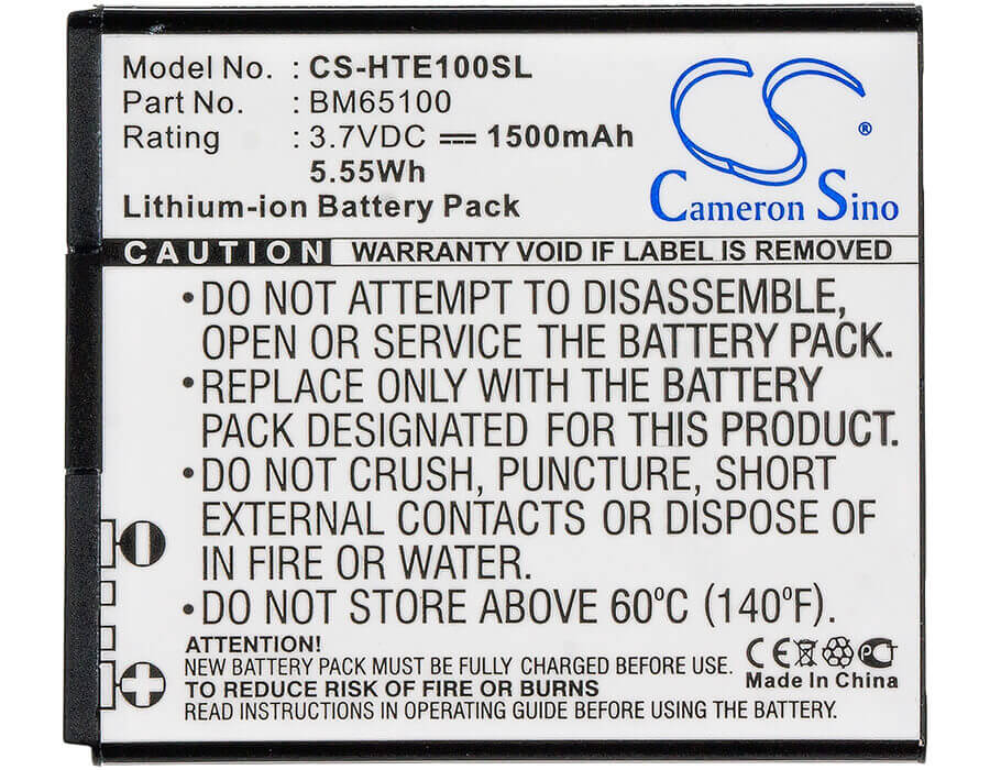 3.7V, Li-ion, 1500mAh, SmartPhone battery fits Htc, 35h00213-00m, 0pcv200, 0po100, 5.55Wh Mobile, SmartPhone Cameron Sino Technology Limited (Smartphone)